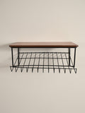 Comodino sospeso svedese in teak e metallo anni '50 1