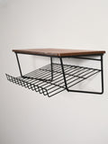 Comodino sospeso svedese in teak e metallo anni '50 2