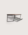 Comodino sospeso svedese in teak e metallo anni '50