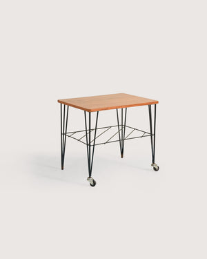 Tavolino scandinavo vintage con struttura in metallo