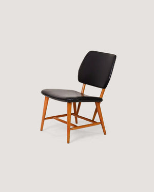 Sedia vintage scandinava in similpelle nera