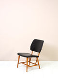 Sedia vintage scandinava in similpelle nera 9