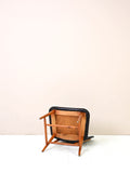 Sedia vintage scandinava in similpelle nera 3