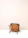 Sedia vintage scandinava in similpelle nera 12