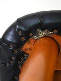 Sedia vintage scandinava in similpelle nera 17