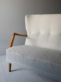 Divano scandinavo vintage con tessuto bouclé 8