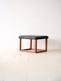Sgabello scandinavo in teak anni '60 – Seduta in ecopelle 3