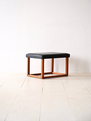 Sgabello scandinavo in teak anni '60 – Seduta in ecopelle 4
