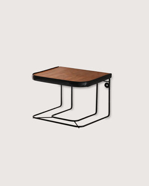 Comodino sospeso in teak e metallo