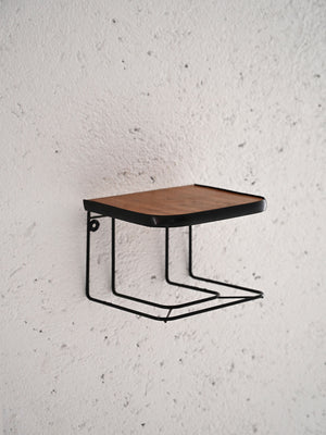Comodino sospeso in teak e metallo 3