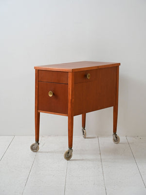 Carrello contenitore vintage scandinavo in mogano 3