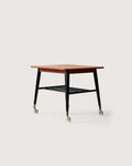 Coffee table scandinavo vintage in teak con rotelle