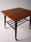Coffee table scandinavo vintage in teak con rotelle 7