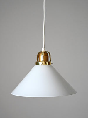 Lampada a sospensione scandinava anni ’50 in vetro e ottone 1