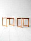 Coppia tavolini scandinavi vintage in teak e faggio 2