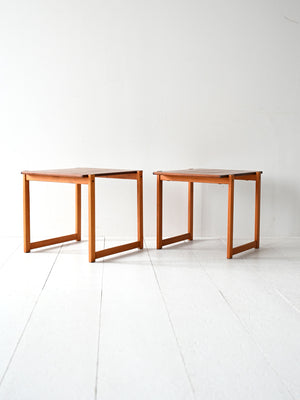 Coppia tavolini scandinavi vintage in teak e faggio 3