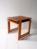 Coppia tavolini scandinavi vintage in teak e faggio 9