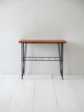 Comodino scandinavo vintage in legno e metallo 1