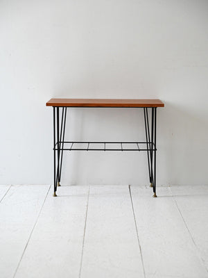 Comodino scandinavo vintage in legno e metallo 1