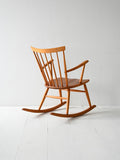 Sedia a dondolo scandinava anni 50/60 in faggio e teak 3