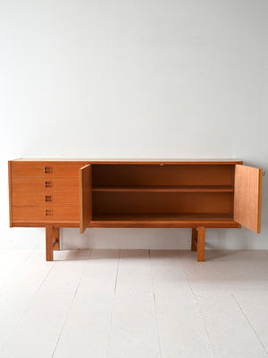 Sideboard scandinavo vintage in rovere con cassetti e ante 2