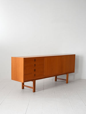 Sideboard scandinavo vintage in rovere con cassetti e ante 3
