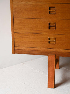 Sideboard scandinavo vintage in rovere con cassetti e ante 7