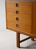 Sideboard scandinavo vintage in rovere con cassetti e ante 10