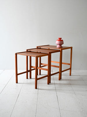 Set 3 tavolini scandinavi vintage in teak