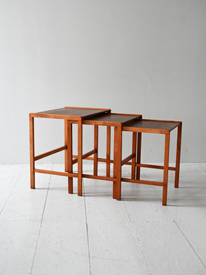 Set 3 tavolini scandinavi vintage in teak 2