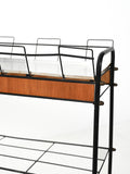 Portafiori scandinavo in metallo nero e teak 5