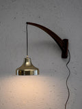Applique scandinava vintage con abat-jour pendente in ottone 1