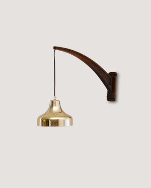 Applique scandinava vintage con abat-jour pendente in ottone