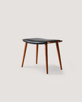 Sgabello vintage in legno e pelle