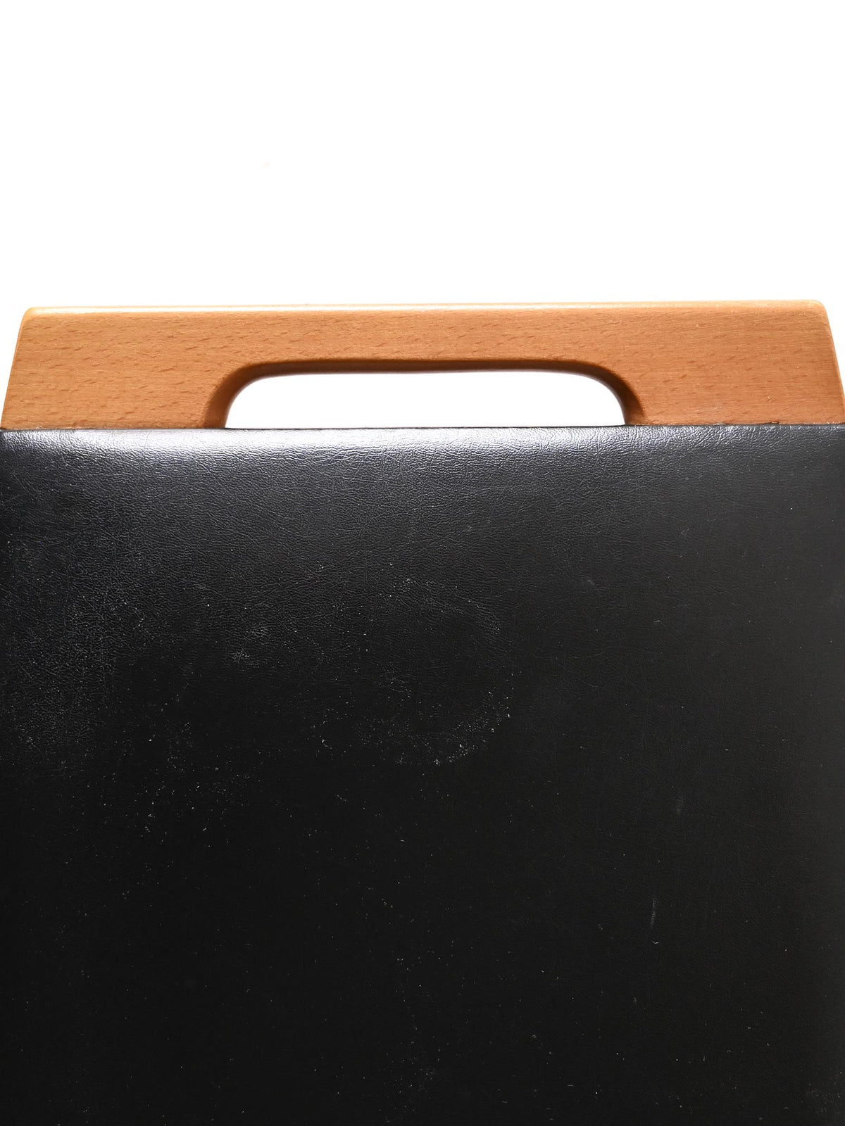 Sgabello vintage in legno e pelle 3