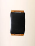 Sgabello vintage in legno e pelle 5