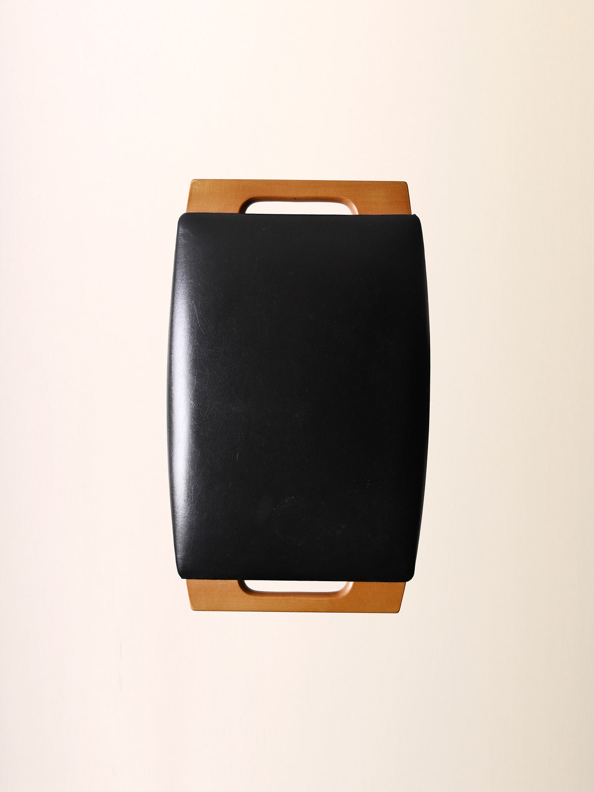 Sgabello vintage in legno e pelle 5