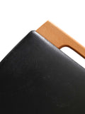 Sgabello vintage in legno e pelle 2