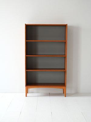 Libreria scandinava vintage in teak con mensole a vista 1