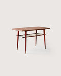 Coffee table scandinavo vintage con mensola in metallo