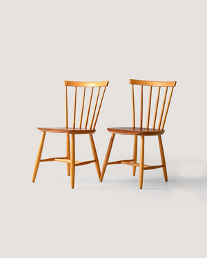 Coppia di sedie scandinave anni 50/60 in faggio e teak tipo Pinstol