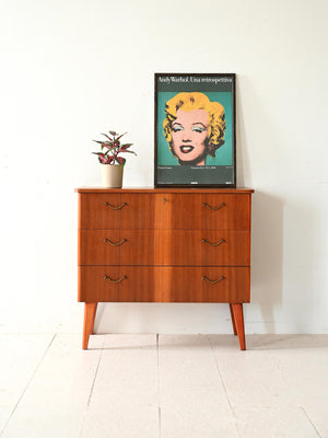 Cassettiera scandinava in teak anni '50/'60