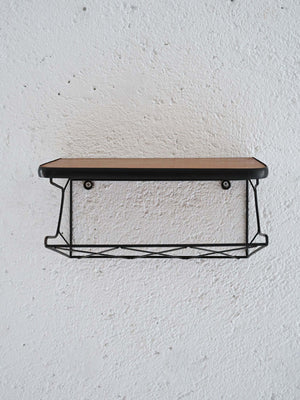 Comodino sospeso in teak e metallo 1