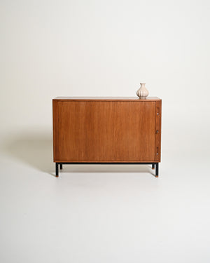 Cabinet scandinavo in rovere con chiudura a rullo, anni '60