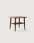 Coffee table scandinavo anni ’60 con mensola in paglia di Vienna