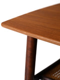 Coffee table scandinavo anni ’60 con mensola in paglia di Vienna 3