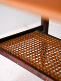 Coffee table scandinavo anni ’60 con mensola in paglia di Vienna 4