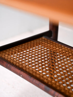 Coffee table scandinavo anni ’60 con mensola in paglia di Vienna 4