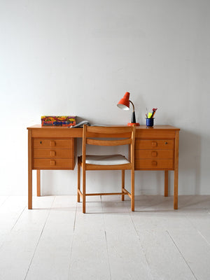 Scrivania danese vintage in teak chiaro
