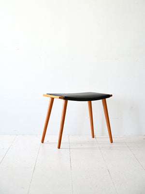 Sgabello vintage in legno e pelle 2